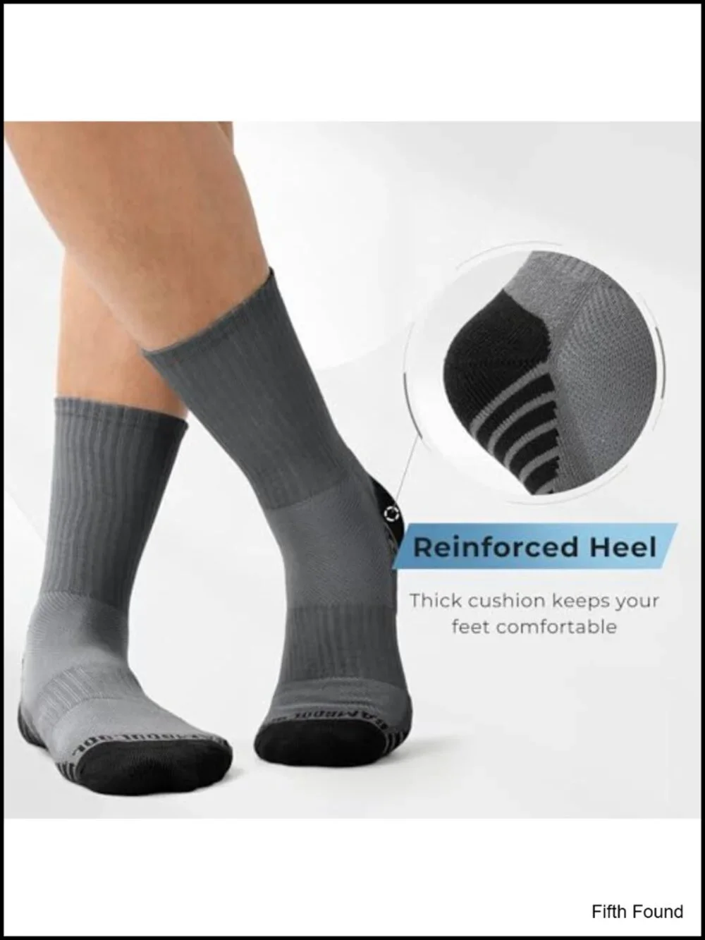 Men's Athletic Crew Socks 6 Pack Cushioned Moisture Wicking Arch Support Bamboo